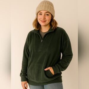 Aerie/ dark green 1/4 zip sweatshirt/ Pullover/ Oversized/ Size US XL